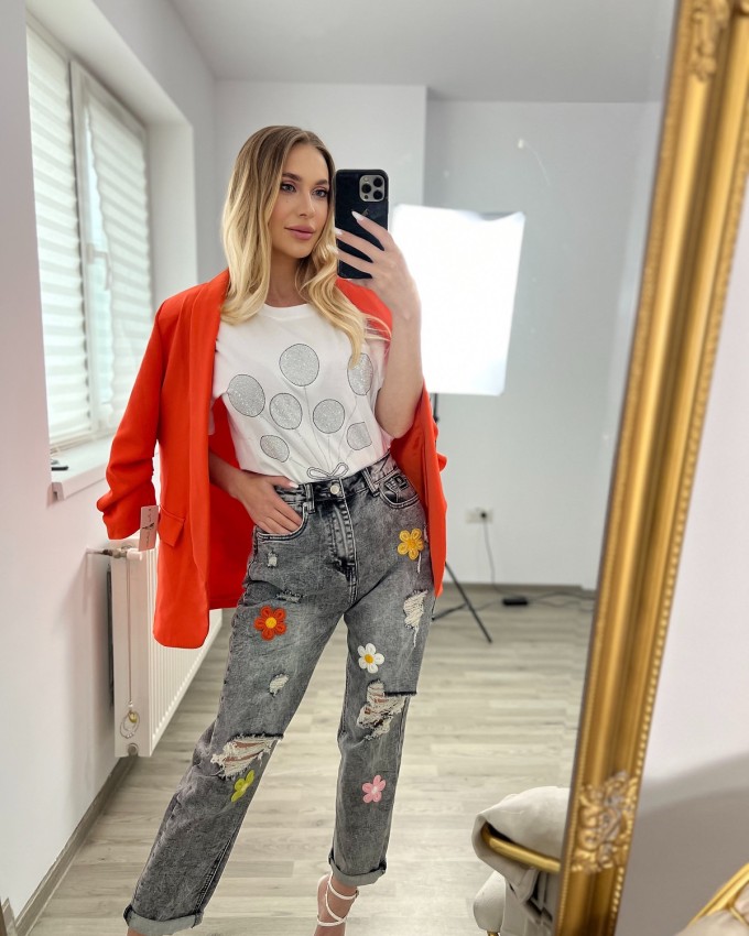 Blugi Momfit Flower Dream